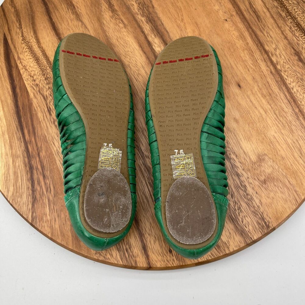 Miz Mooz Damen Twist Flats Womens Size 7.5 Green Leather Casual Slip On Shoes - Picture 7 of 9